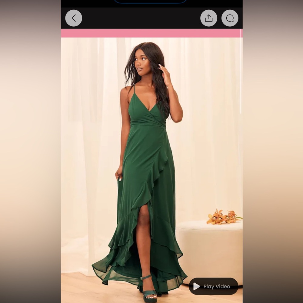 Lulu's Strapless Dark Green Dress